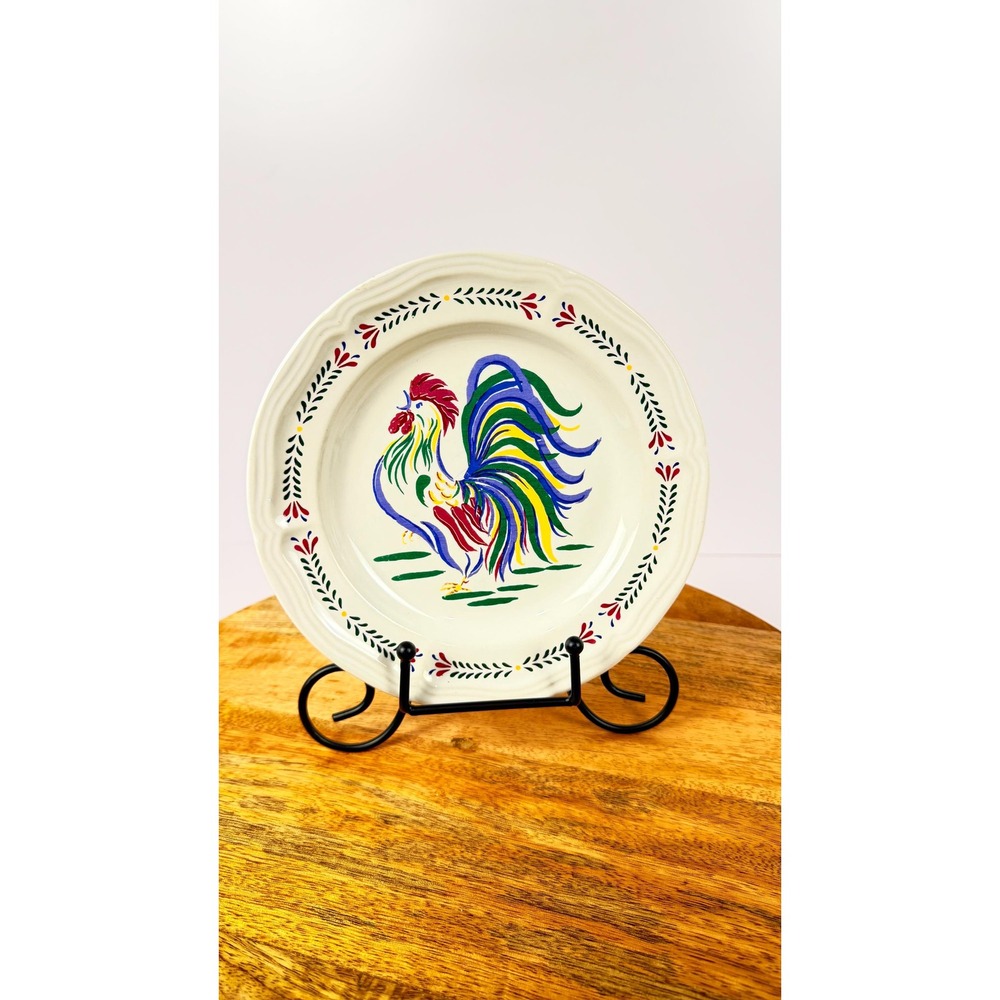 Vintage Century Stoneware Sunrise Rooster 7.5" Salad Plate Country Farmhouse